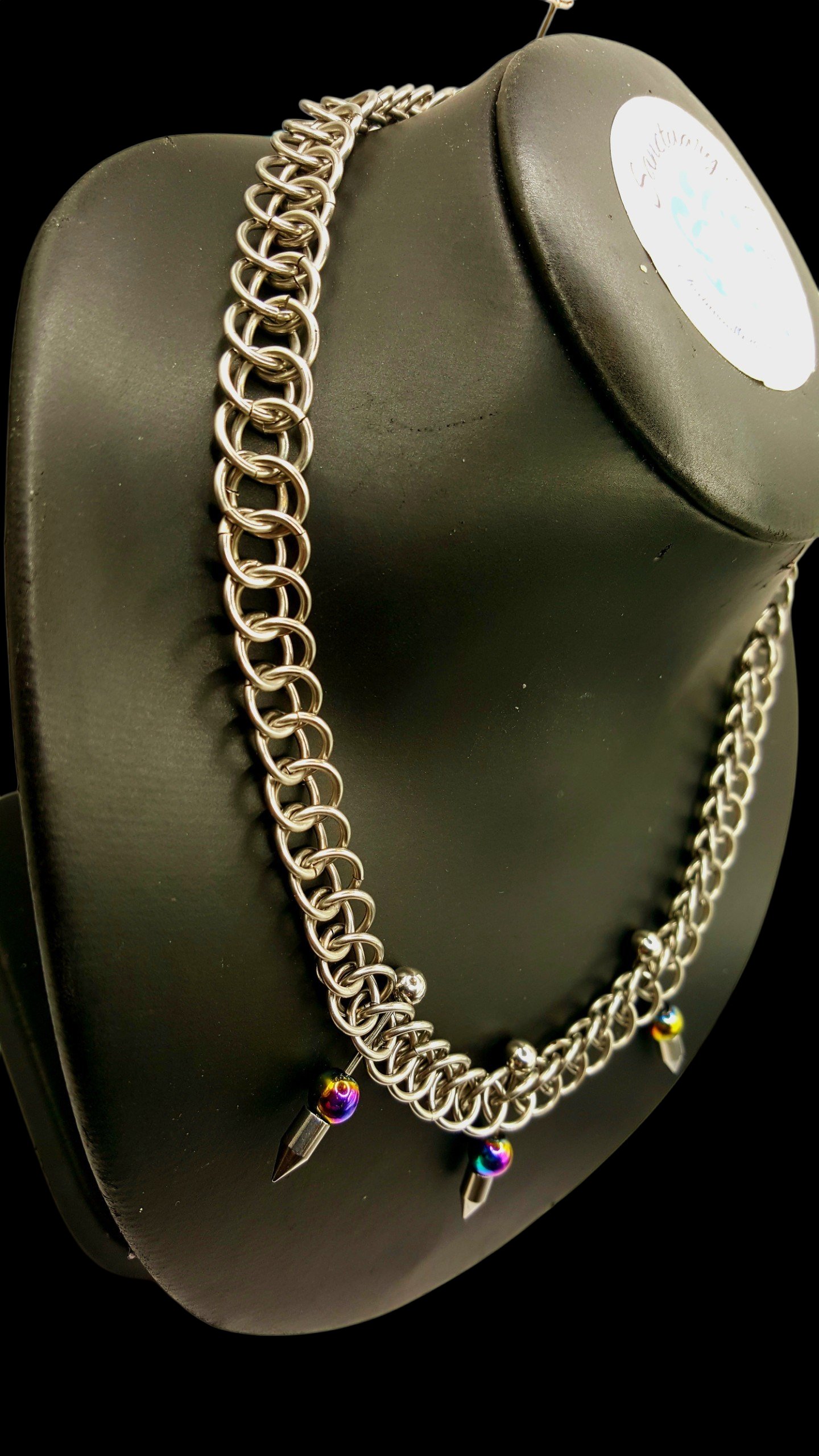 Half Persian 3in1 Chainmaille Necklace with spikes - Stainless Steel