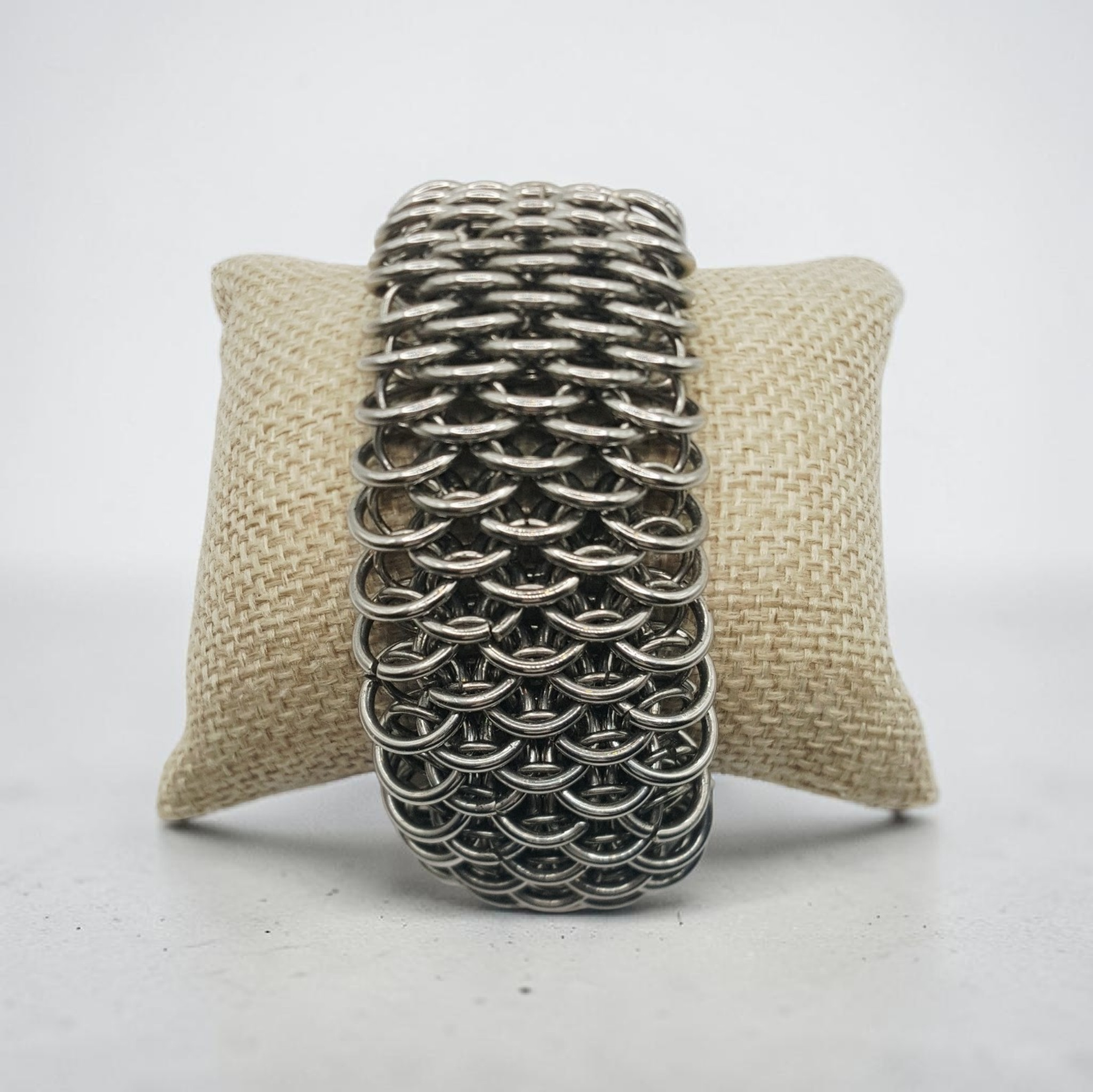 Dragonscale Chainmaille Cuff Bracelet - Stainless Steel