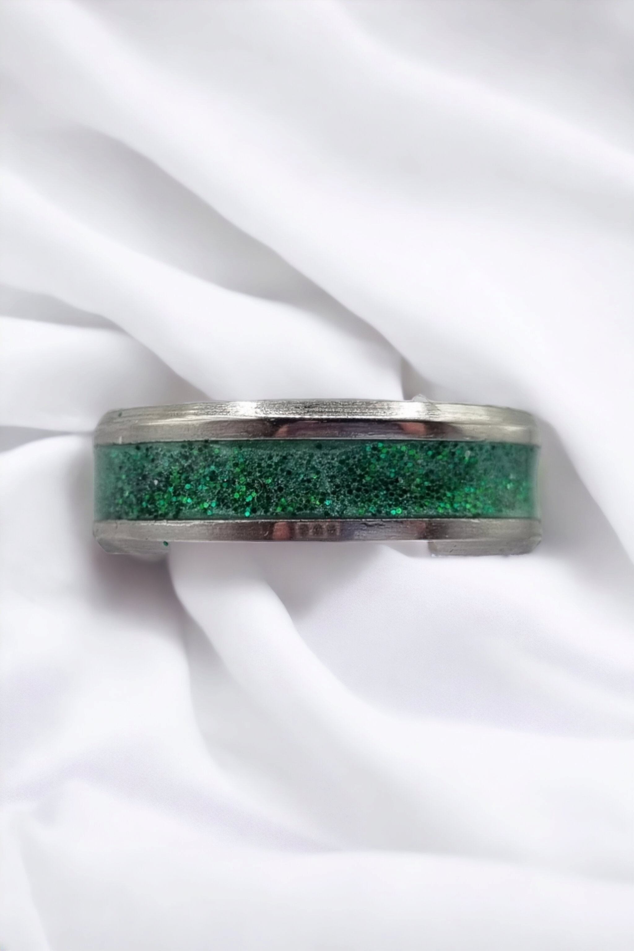 Green Goddess Tungsten Carbide 8mm Bevel Edged Inlay Ring image 1