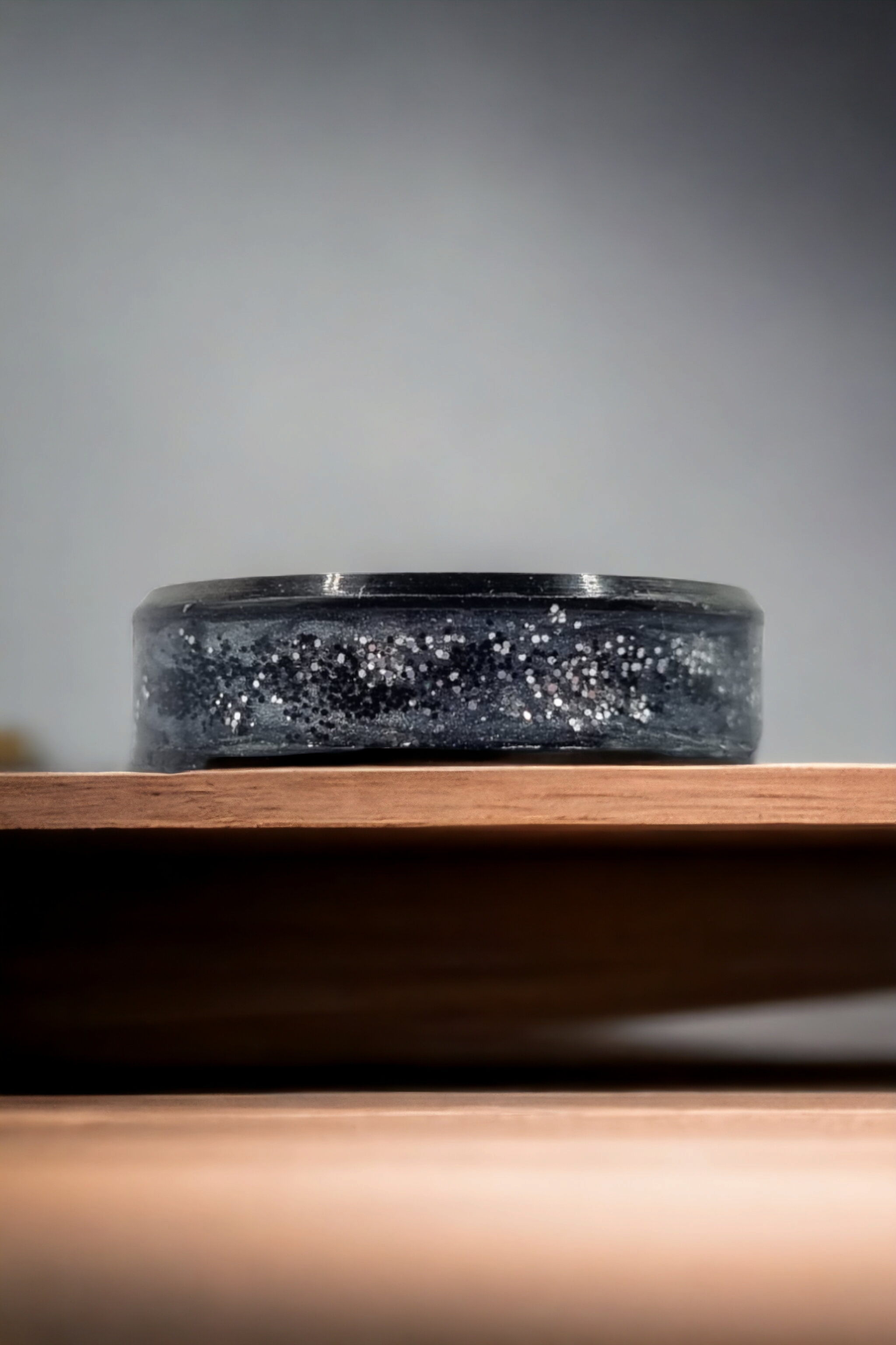Galaxy Black Tungsten Carbide 8mm Bevel Edged Inlay Ring image 1