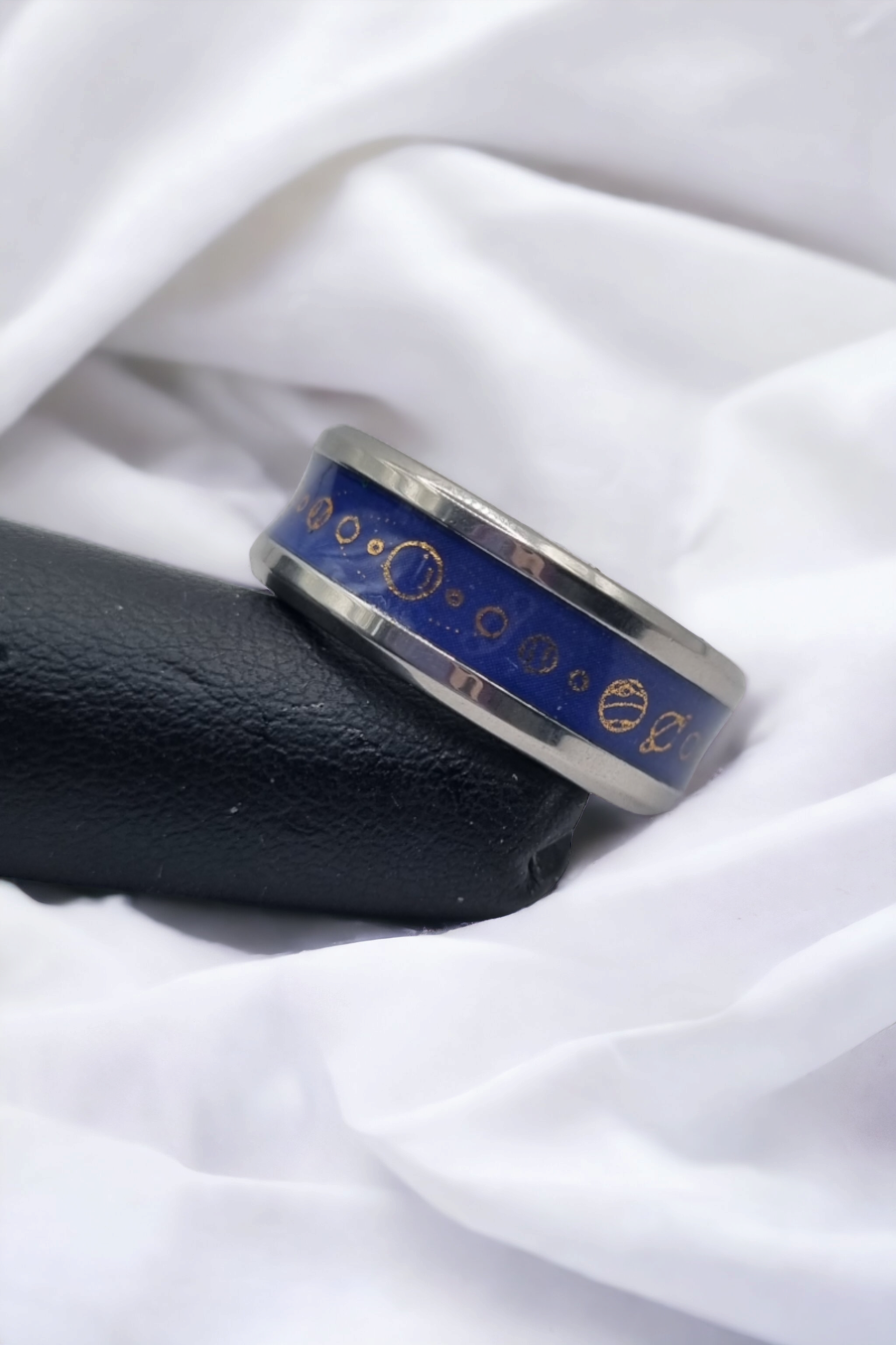 Blue Planets Washi Tungsten Carbide 8mm Bevel Edged Inlay Ring image 2